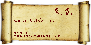 Karai Valéria névjegykártya